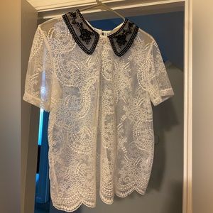 NWOT lace shirt with Peter Pan collar